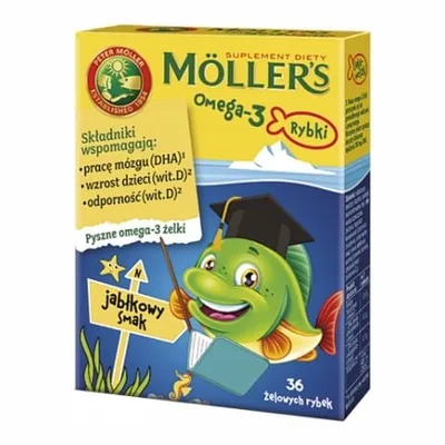 Möller's Omega-3 Rybki Jabłkowe Żelki 36 sztuk