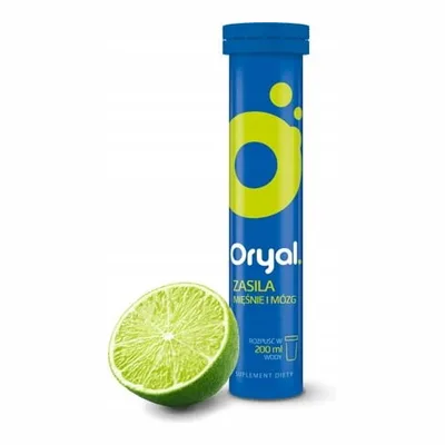 Oryal Elektrolity Zasila Mięśnie I Mózg Limonka 20 Tabletek Musujących