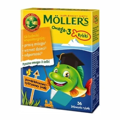 Moller's Omega-3 Rybki Pomarańcz-Cytryna Żelki 36 szt