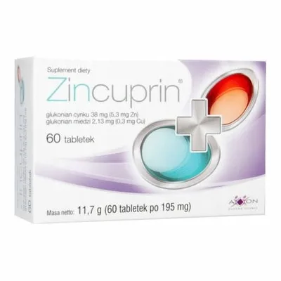Zincuprin Cynk Miedź Skóra Włosy Paznokcie 60 Tabletek