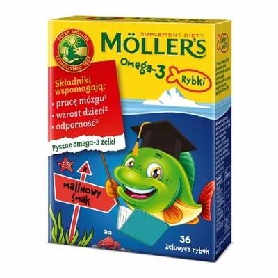 Moller's Omega-3 Rybki Malinowe Żelki 36 sztuk