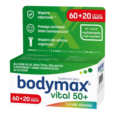 Bodymax Vital 50+ Żeń-szeń Energia Witalność 80 Tabletek