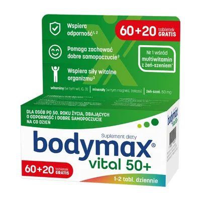 Bodymax Vital 50+ Żeń-szeń Energia Witalność 80 Tabletek