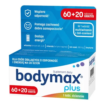 Bodymax Plus Żeń-szeń Lecytyna Witaminy Stres 80 Tabletek