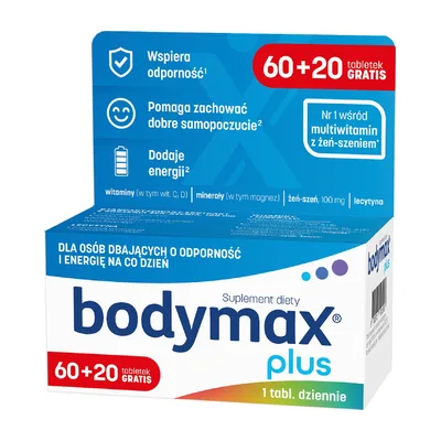 Bodymax Plus Żeń-szeń Lecytyna Witaminy Stres 80 Tabletek