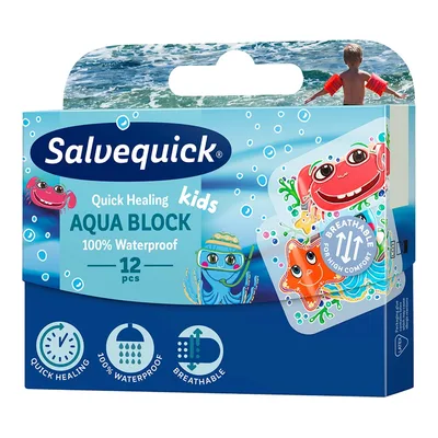 Plast. Salvequick Aqua Block Kids 12 szt 1