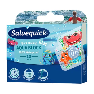 Plast. Salvequick Aqua Block Kids 12 szt 1