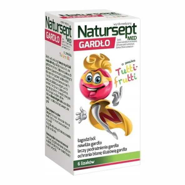 Natursept Med Gardło Lizaki O Smaku Tutti-Frutti 6 Sztuk