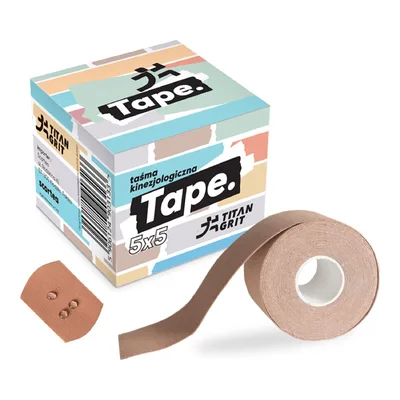 TitanGrit Taśma Kinezjologiczna Tape. - Wodoodporna. Beżowa 5mx5cm