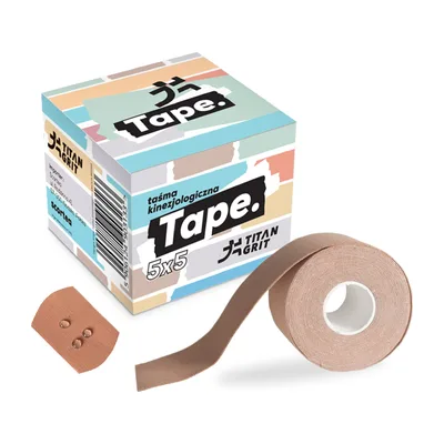 TitanGrit Taśma Kinezjologiczna Tape. - Wodoodporna. Beżowa 5mx5cm