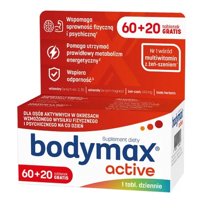 Bodymax Active Żeń Szeń 60+20 Tabletek Gratis