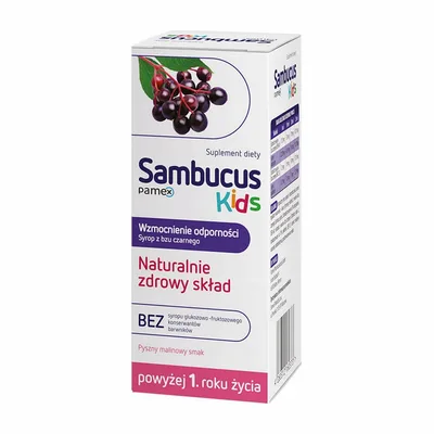 Sambucus Kids Smak Malinowy Naturalnie Zdrowy Skład 120ml