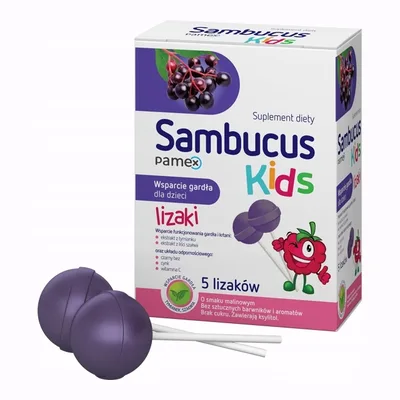 Sambucus Kids Lizaki Na Odporność Dla Dzieci O Smaku Malinowym 5 Sztuk