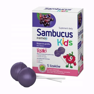 Sambucus Kids Lizaki Na Odporność Dla Dzieci O Smaku Malinowym 5 Sztuk