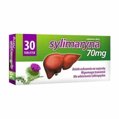Sylimaryna 70 mg Ostropest Ochrona Wątroby Wspomaga Trawienie 30 tabletek