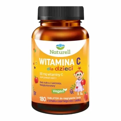 Naturell Witamina C Dla Dzieci Bez Cukru Bez Laktozy 180 Tabletek Do Żucia