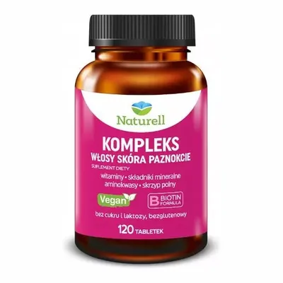 Naturell Kompleks Włosy Skóra Paznokcie Biotyna Skrzyp Cynk 120 Tabletek