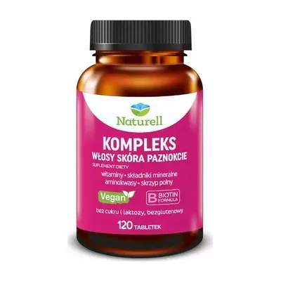 Naturell Kompleks Włosy Skóra Paznokcie Biotyna Skrzyp Cynk 120 Tabletek