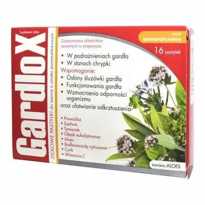 Gardlox Pastylki Na Gardło Z Aloesem Pomarańczowe 16 Sztuk