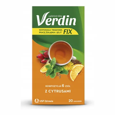 Herbata Ziołowa Verdin Fix Z Cytrusami I Dodatkiem 6 Ziół 20 Saszetek