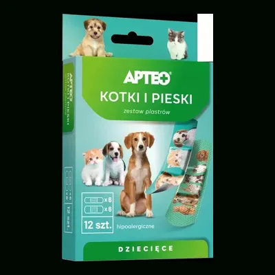 Plastry Dla Dzieci Kotki Pieski Apteo Hipoalergiczne 12 Sztuk