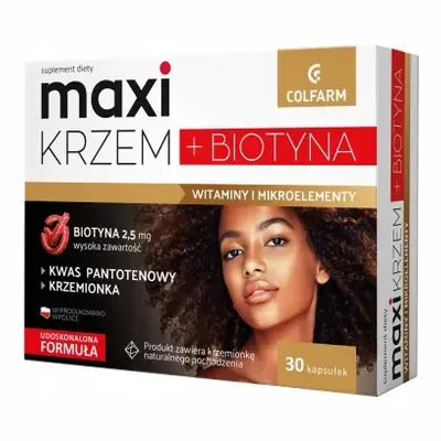 Maxi Krzem + Biotyna Mocne Włosy Paznokcie 30 kaps