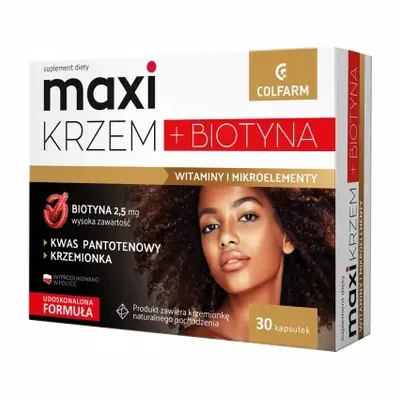 Maxi Krzem + Biotyna Mocne Włosy Paznokcie 30 kaps