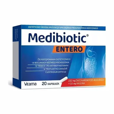Medibiotic Entero Saccharomyces Boulardi + 50mg Inuliny 20 Kapsułek