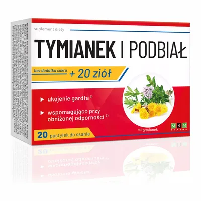 Tymianek i Podbiał + 20 ziół 20 Pastylek Do Ssania Bez Dodatku Cukru