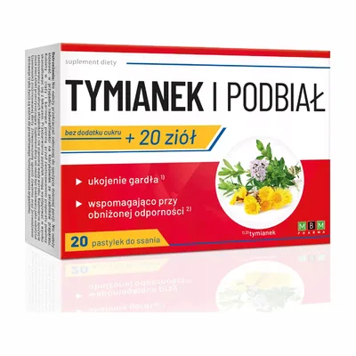 Tymianek i Podbiał + 20 ziół 20 Pastylek Do Ssania Bez Dodatku Cukru