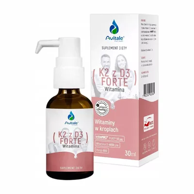 Avitale Krople Witamina K2 MK-7 + D3 Forte Wysoka Dawka Kości Zęby 30ml