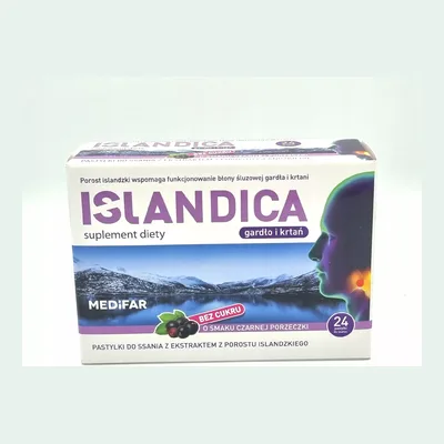 Islandica 24 Pastylki Z Porostem Islandzkim Bez Cukru 24 Pastylki Do Ssania