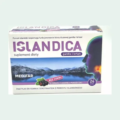 Islandica 24 Pastylki Z Porostem Islandzkim Bez Cukru 24 Pastylki Do Ssania