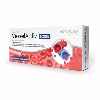 VesselActiv Forte Wsparcie Przepływu Żylnego Nattokinaza Sojowa 60 Kapsułek