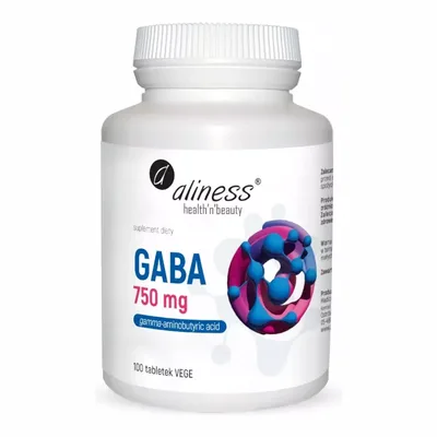 Aliness Gaba 750mg Kwas Gamma-Aminomasłowy Relaks Sen 100 Vege Tabletek