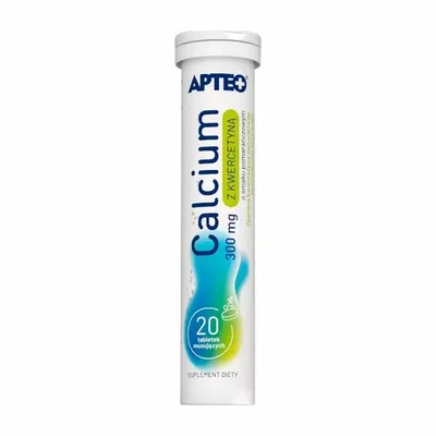 Calcium Apteo 300mg Z Kwercetyną Smak Pomarańczowy 20 Tabletek Musujących