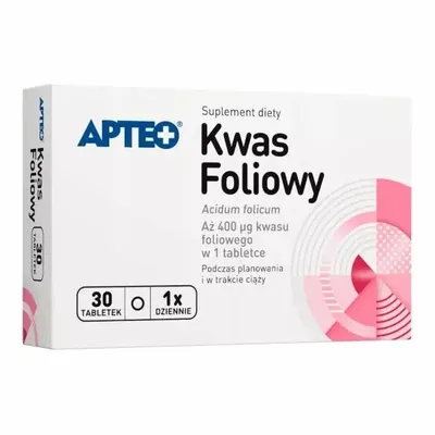 Kwas Foliowy Acidum Folicum 0.4mg Apteo 30 Tabletek