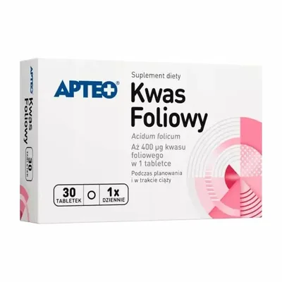 Kwas Foliowy Acidum Folicum 0.4mg Apteo 30 Tabletek