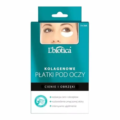 L'biotica Kolagenowe Płatki Pod Oczy Redukcja Cieni i Obrzęków 3x2 Sztuki