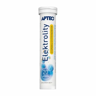 Elektrolity Apteo 20 Tabletek Musujących O Smaku Cytrynowym