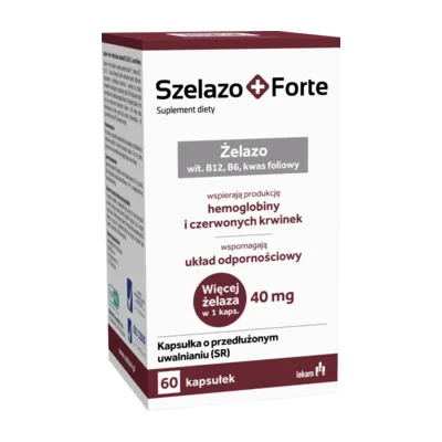 Szelazo + Forte Żelazo Witaminy B12 B6 60 Kapsułek