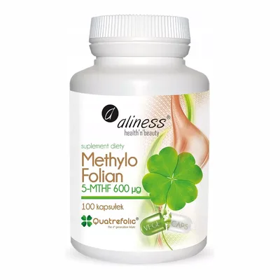 Kwas Foliowy Aliness Methylo Folian 5-MTHF 600mcg Ciąża 100 Vege Kapsułek