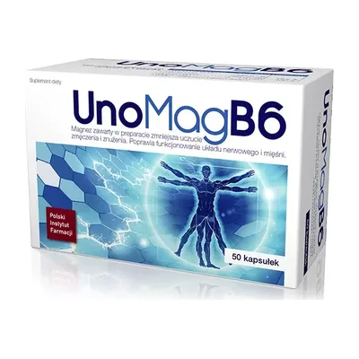 UnoMagB6 Magnez Potas Witamina B6 50 Kapsułek