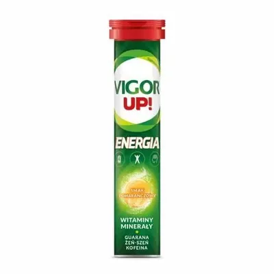 Vigor Up Energia Guarana Żeń-Szeń Kofeina Smak Pomarańcza 20 Tab Musujących