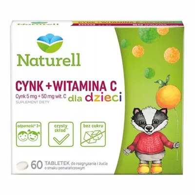 Cynk + Witamina C Dla Dzieci Naturell 60 tabletek