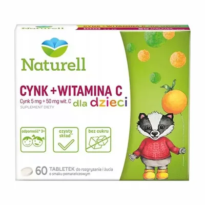 Cynk + Witamina C Dla Dzieci Naturell 60 tabletek