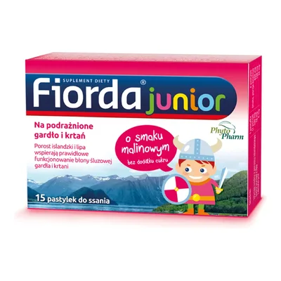 Fiorda Junior Malinowa 15 Pastylek Z Porostem Islandzkim i Lipą Na Gardło