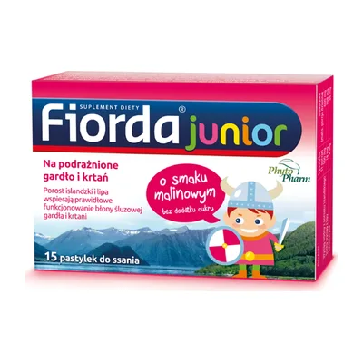 Fiorda Junior Malinowa 15 Pastylek Z Porostem Islandzkim i Lipą Na Gardło