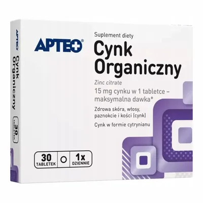Apteo Cynk Organiczny Wspiera Zdrową Skórę Włosy I Paznokcie 30 Tabletek