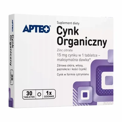 Apteo Cynk Organiczny Wspiera Zdrową Skórę Włosy I Paznokcie 30 Tabletek